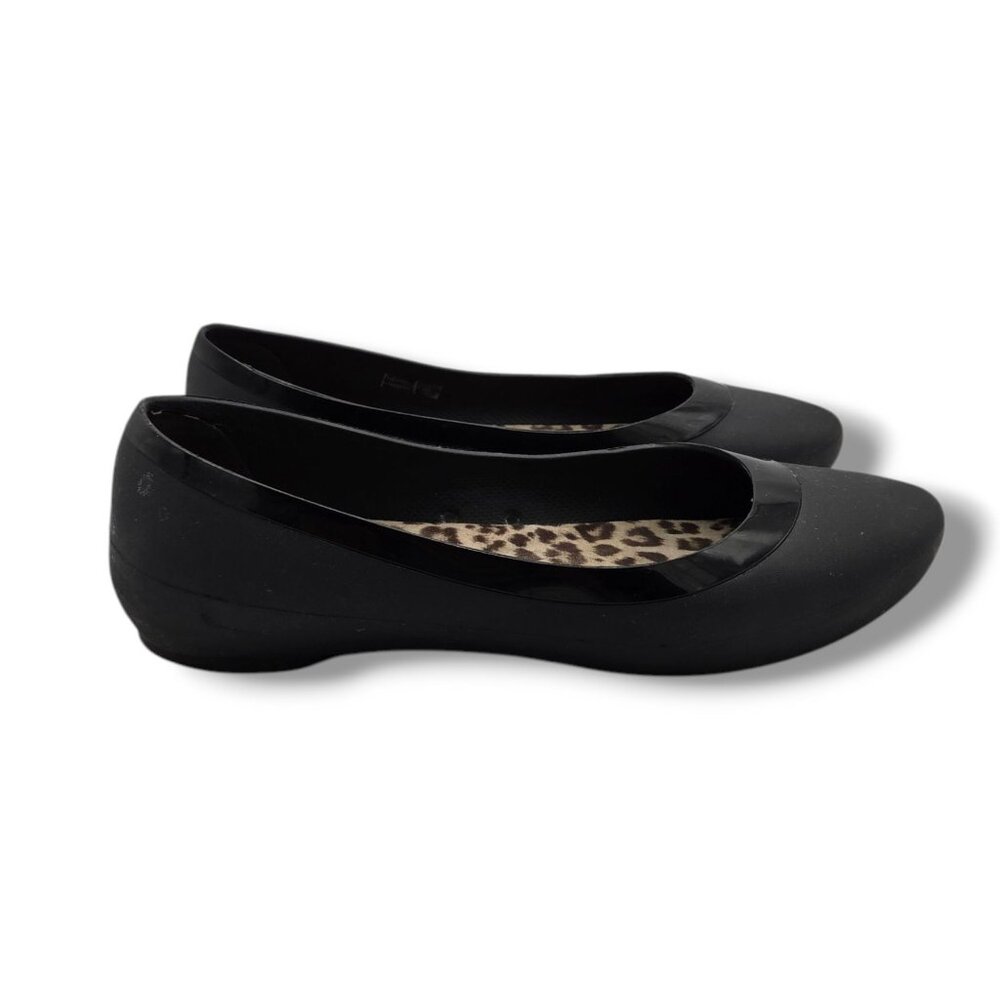 Crocs Lina Luxe Ballet Flats Womens‎ 9 Black Leopard